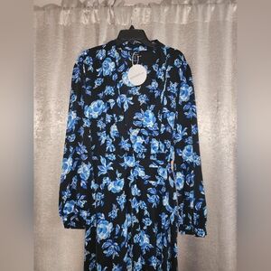 Floral wrap belted maxi dress